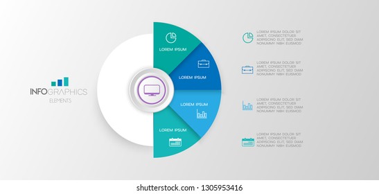 vector illustration Circle Infographic design template with icons and 4 options or steps. Can be used for process, presentations, layout, banner,info graph. 