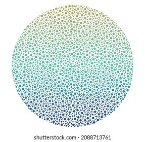 Ilustración vectorial. Un círculo compuesto de puntos. Plantilla imprimible, fondo neutro y elegante. Un círculo colorido sobre un fondo blanco. Impresión de cubiertas, postales.