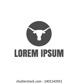 vector illustration circle negative space bull icon logo design