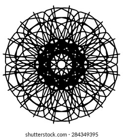 Vector illustration circle ornament black and white ornamental pattern round