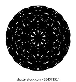 Vector illustration circle ornament black and white ornamental pattern round