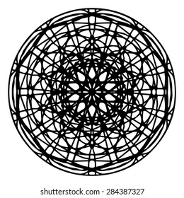 Vector illustration circle ornament black and white ornamental pattern round