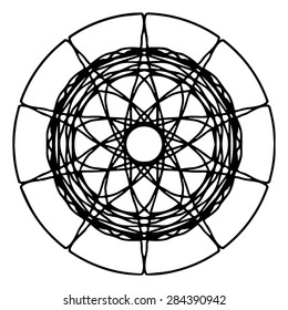 Vector illustration circle ornament black and white ornamental pattern round