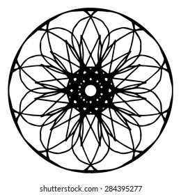 Vector illustration circle ornament black and white ornamental pattern round
