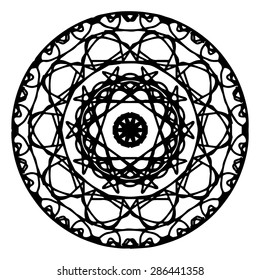Vector illustration circle ornament black and white pattern round