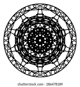 Vector illustration circle ornament black and white pattern round