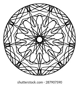 Vector illustration circle ornament black and white pattern round