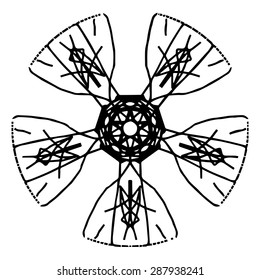 Vector illustration circle ornament black and white pattern round