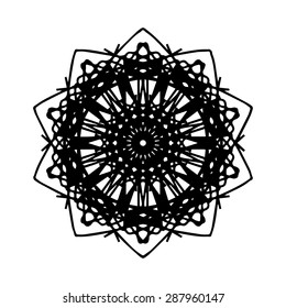 Vector illustration circle ornament black and white pattern round