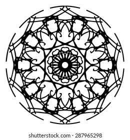Vector illustration circle ornament black and white pattern round
