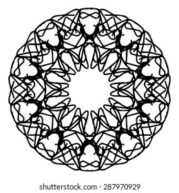 Vector illustration circle ornament black and white pattern round