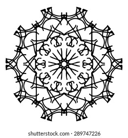 Vector illustration circle ornament black and white pattern round