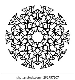 Vector illustration circle ornament black and white pattern round