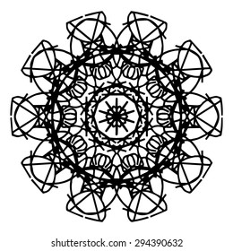 Vector illustration circle ornament black and white pattern round