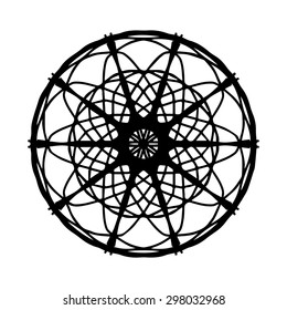 Vector illustration circle ornament black and white pattern round
