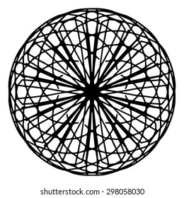 Vector illustration circle ornament black and white ornamental pattern round