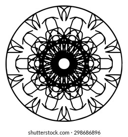 Vector illustration circle ornament black and white ornamental pattern round
