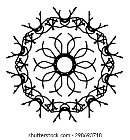 Vector illustration circle ornament black and white ornamental pattern round