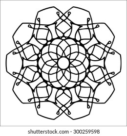 Vector illustration circle ornament black and white ornamental pattern round