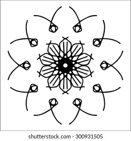 Vector illustration circle ornament black and white pattern round