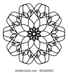 Vector illustration circle ornament black and white ornamental pattern round