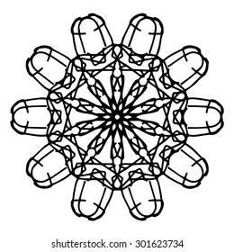 Vector illustration circle ornament black and white ornamental pattern round
