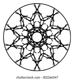 Vector illustration circle ornament black and white ornamental pattern round