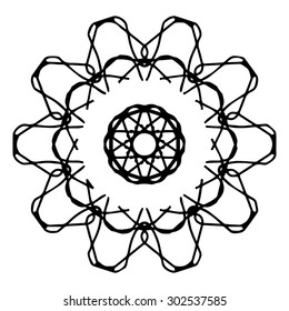 Vector illustration circle ornament black and white pattern round