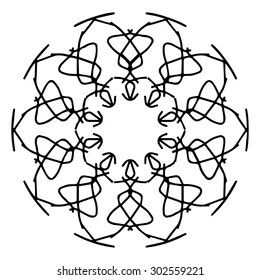 Vector illustration circle ornament black and white ornamental pattern round