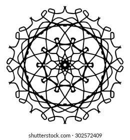Vector illustration circle ornament black and white ornamental pattern round