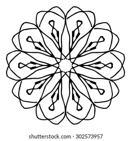 Vector illustration circle ornament black and white ornamental pattern round