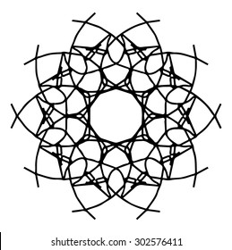 Vector illustration circle ornament black and white ornamental pattern round