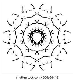 Vector illustration circle ornament black and white ornamental pattern round