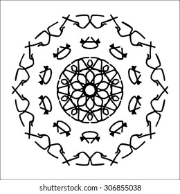 Vector illustration circle ornament black and white ornamental pattern round