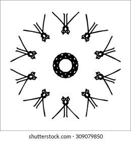 Vector illustration circle ornament black and white ornamental pattern round