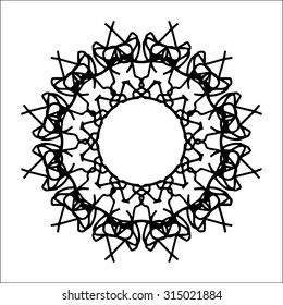 Vector illustration circle ornament black and white pattern round