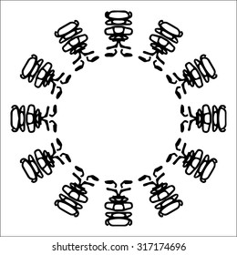 Vector illustration circle ornament black and white pattern round