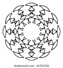 Vector illustration circle ornament black and white pattern round