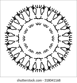 Vector illustration circle ornament black and white pattern round