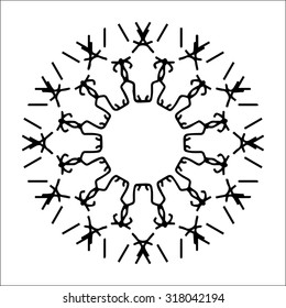 Vector illustration circle ornament black and white pattern round