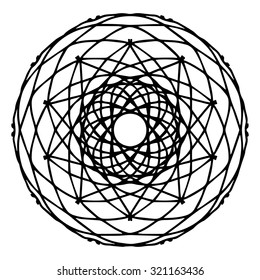 Vector illustration circle ornament black and white pattern round