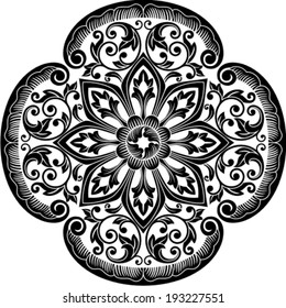 Vector illustration of circle ornament. Stencil for decor.