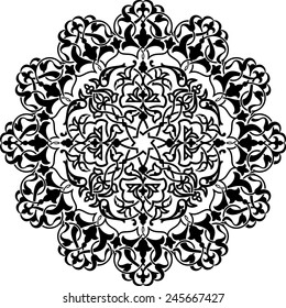 Vector illustration of circle ornament. Stencil for decor.