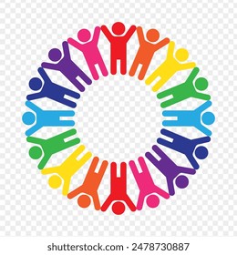 Vector illustration of circle of people icon on transparent background