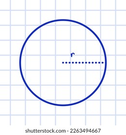Vector illustration of circle, radius of the circle. Mathematics and geometry. Studies.