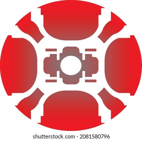 a vector illustration of a circle resembling an oval ball with an abstract pattern