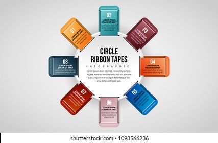 Vector illustration of Circle Ribbon Tapes Infographic design element.