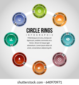 Vector illustration of circle rings infographic design element.