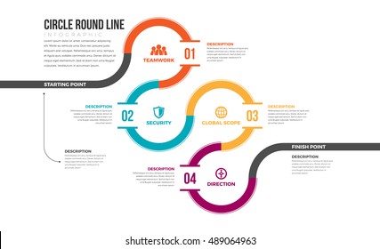 Vector illustration of circle round line infographic design element.