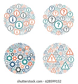 vector illustration of circle shape designs set for settings questions announcements and information concepts